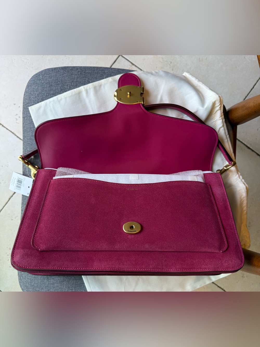 Coach Tabby 36 Fuchsia Pink Suede Shoulder Bag NWT - Picture 8 of 13